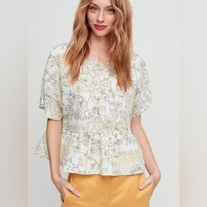 Aritzia Wilfred Macee Blouse | Butter Yellow Peplum Top | Cottagecore Coquette